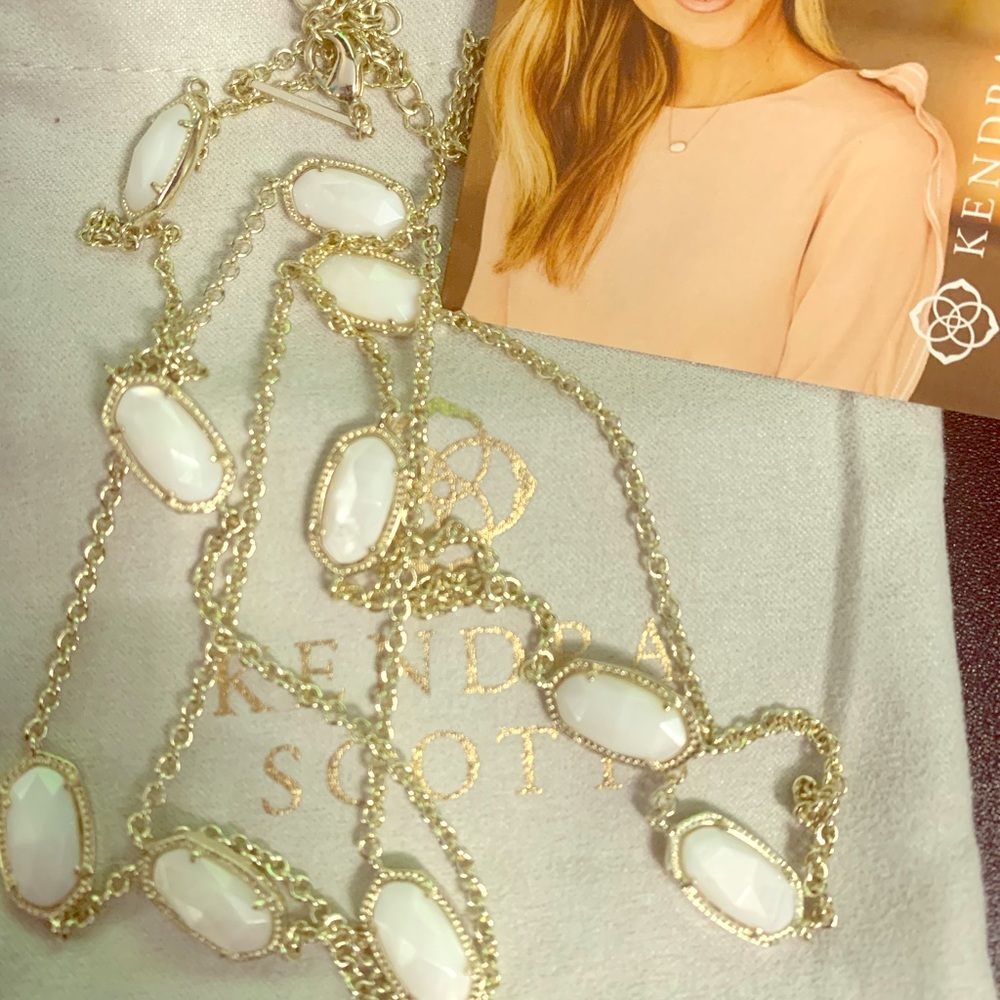 Kendra Scott Kellie Gold Necklace White Stones